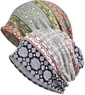 XYIYI Womens Chemo Headwear Hats Cotton Slouchy Beanie Cap Scarf - color: 2pcs Daisy Navy Orange