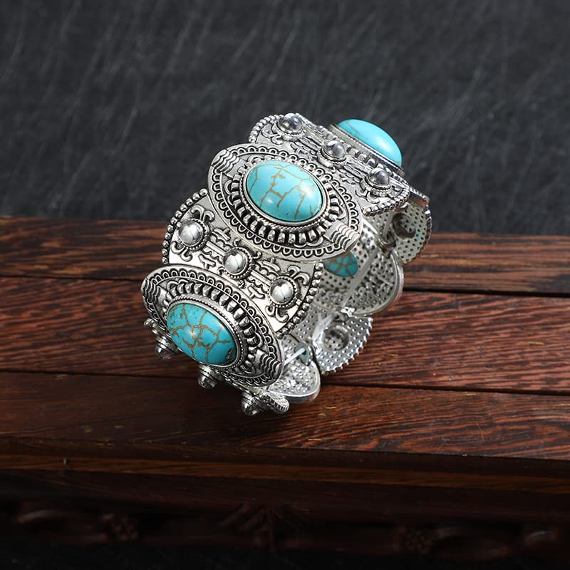 Western Bracelets for Women Vintage Chunky Turquoise Cuff Bracelet Turquoise Country Bracelets Adjustable Boho Cuff Bracelet Western Country Costume Jewelry Accessories - style: Style10