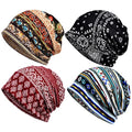 Women's Baggy Slouchy Beanie Chemo Hat Cap Scarf - color: 4 Pack-multicolor a
