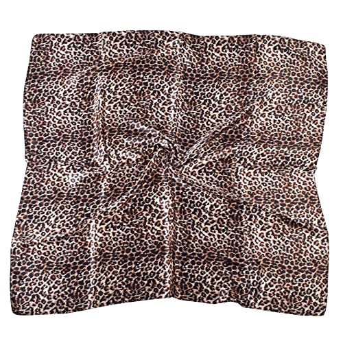 35 x 35 Women's Fashion Pattern Large Square Silk Like Hair Scarf Head Sleeping Wrap Satin Neck Bandana for Gift… - color: Coffee. - Pure Leopard Print