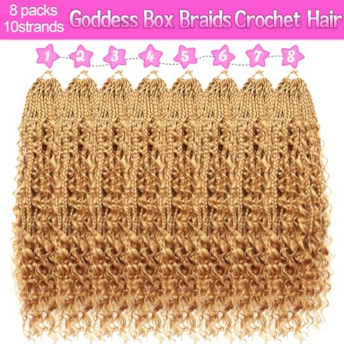 Goddess Boho Box Braids Crochet Hair-8 Packs 18 Inch Crochet Box Braids for Black Women Pre Looped ((#27, 18 Inch (Pack of 8)) - color: #27, size: 18 Inch (Pack of 8)