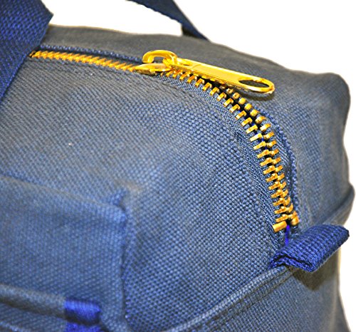 Waxed Canvas All Purpose Military Style Duffle Bag, Water-Resistant, Adjustable Strap, Fully Lined, Double Zipper Closure, heavy Duty, Olive Green - color: Navy Blue (11 inch x 7 inch x 6 inch)