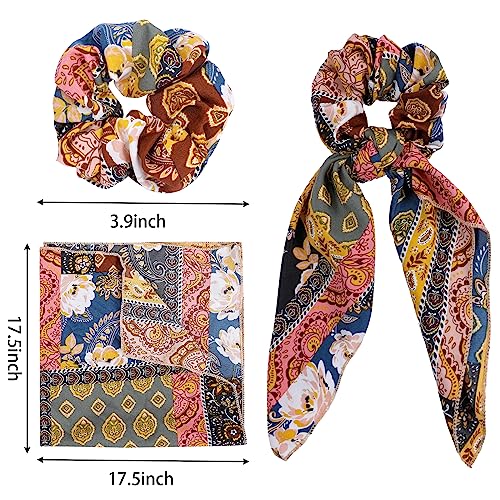 Paisley Scrunchie Hair Accessories - Chiffon Hair Scarf Bandana, Scrunchies, Ribbons, Ponytail Holders, and Bow Scrunchies for Women (6PCS) | Scrunchies with Tails,Hair Scarves,Hair Bows,Bandana Scrunchies,Scarf Ponytail Holder,Hair Accessories for Women