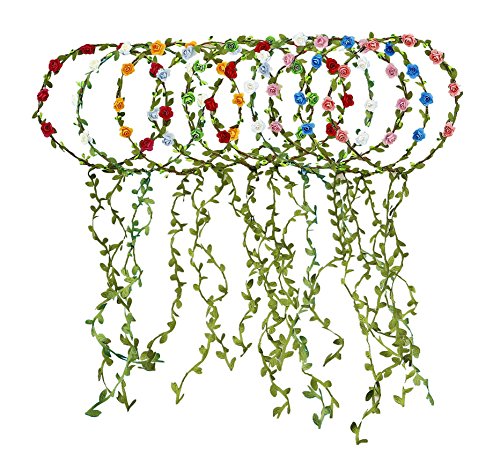 10 PCS Flowers Crown Floral Garland Headband Rose Flower Wreath For Travel And Wedding Festivals - color: ZHH-10