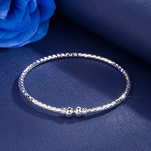 Sterling Silver Bangle Bracelets for Women,Fashion Jewelry Simple Adjustable 925 Silver Cuff Bangles for Women Mom Wife Valentine Mothers Day Gift - color: style-2