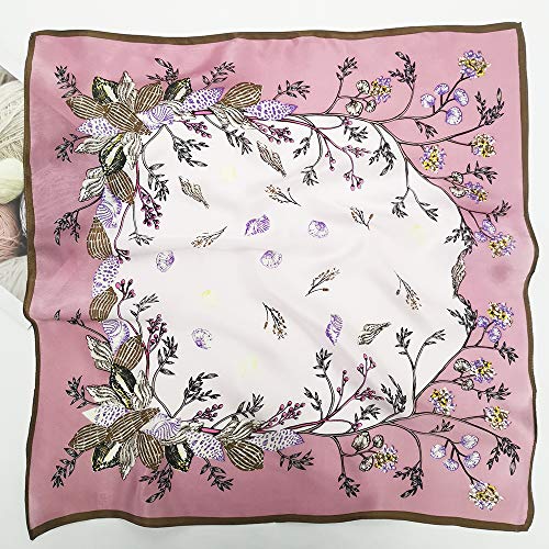 FONYVE 100% Mulberry Silk Scarfs for Women-Lightweight Square Satin Head Scarf-Small Silk Hair Scarf for Sleeping 21"x21" - color: 01 Flower Red