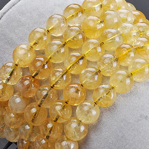 MASSIVE BEADS Natural Healing Power Gemstone Crystal Beads Unisex Adjustable Macrame Bracelets - color: Citrine, size: 6mm