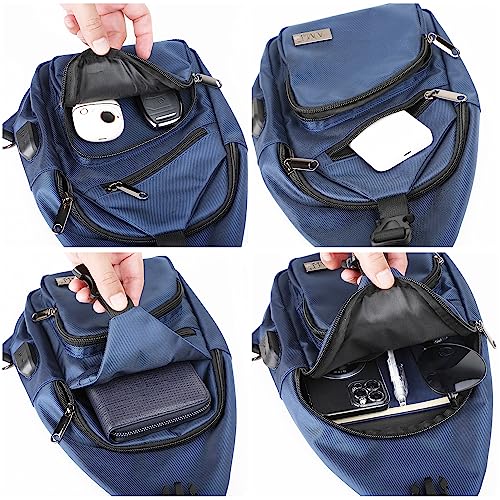 AMJ Crossbody Sling Bag Men Women, Casual Shoulder Backpack, Chest Daypack Satchel for Hiking Travel - color: Blue, size: Small