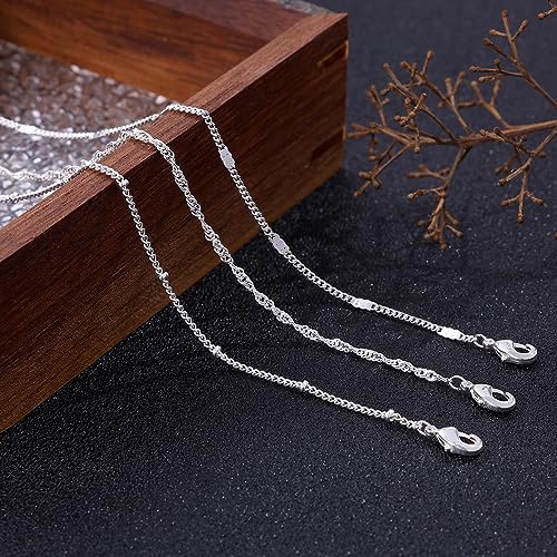 DEARMAY Sterling Silver Plated Bracelets Set for Women Waterproof, Non Tarnish Sterling Silver Link Chain Bracelets Pack Dainty, Fashion Jewelry Gifts for Everyday Comfortable - color: 6Pcs Silver Bracelet B