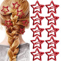Metal Star Snap Hair Clips Red Cute Small Barrettes Y2K Non-slip Hollow Hairpin Lovely Headpieces for Kids Everyday Fashion and Party 10PCS - color: Style10