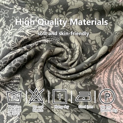 Paisley Pashmina Feel Shawls Wraps for Women Rave Scarf Soft Silky Exotic Boho All Seasons - color: Grey Pink
