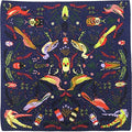 Julunar Silk Like Head Scarf for Women - Satin Large Hair Scarves - 35" Square Silk Hair Wrap for Sleeping with Gift Packed - color: B006-2 Bird Navy