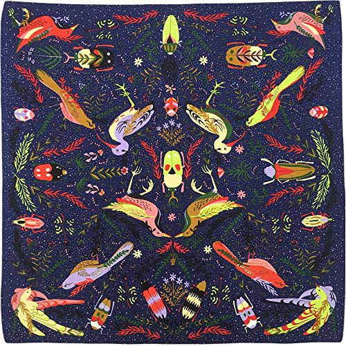Julunar Silk Like Head Scarf for Women - Satin Large Hair Scarves - 35" Square Silk Hair Wrap for Sleeping with Gift Packed - color: B006-2 Bird Navy