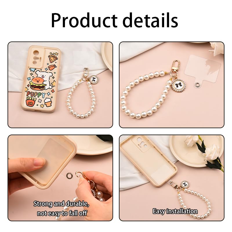 YangQian Phone Accessories Beaded Wrist Strap Case Lanyard Decoration Wristlet Keychain - color: Pearl Wrist Strap for Phone