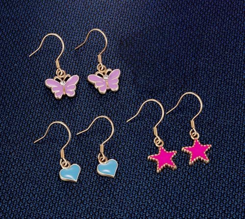 33 Pairs Stainless Steel Cartoon Earrings for Girls - Hypoallergenic Colorful Stud Earing Set, Mix & Match Cute Earring for Teens, Kids, Doll Dressup Accessories - style: Style E