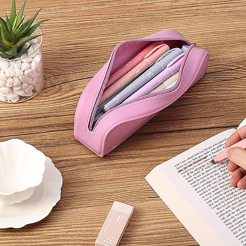 Mr. Pen- Silicone Pencil Case, Aesthetic Pencil Bag for Women, Makeup Pouch | Multifunctional Pouch for Stationery, Cosmetics and Electrical Goods Storage - color: Dusty Pink
