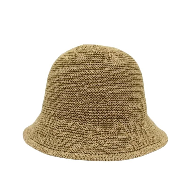 Women Straw Hat Beach Sun Cap Foldable Paper Knitted for Travel Summer Vacation Soft Lightweight Breathable - color: Khaki