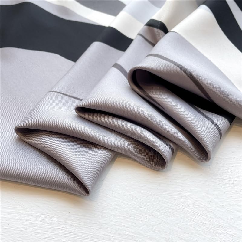 Women's Square Silk Like Head Scarf Large 35 inch Silk Feeling Hair Wrapping Satin Scarves for Sleeping Bandanas - color: A003-2 Twill Grey