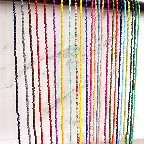 Bohemian Beaded Choker Necklace for Women Adjustable Colorful Rice Bead Necklace Handmade Beach Necklace Boho Beach Summer Ocean Hawaii Jewelry For Women Men - color: White