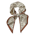 kcctoo 59" Mulberry Silk Like Head Scarf Women's Fashion Square Neck Satin Scarfs for Bag Hair Scarves Gift 59 * 5.9” - color: A009-brown Cashew Flower/59"x5.9"