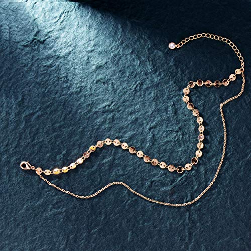 LOYATA Dainty Ankle Bracelet,14K Gold Plated Tiny Bead Anklet Dainty White Cubic Zirconia Cross Tassel Foot Chain Cute Lucky Moon Evil Eye Foot Jewelry Boho Anklets for Women - color: Layer Gold Bead