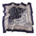 NZKNP Silk-Like Head Scarf - Women's Bandana Wraps - color: 24-navy and White, size: 35"*35"
