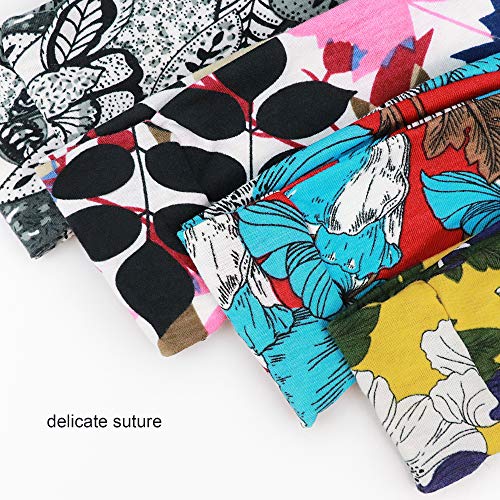 DRESHOW 6 Pack Headbands for Women Boho Headbands Vintage Flower Elastic Workout Yoga Sports Facial Knotted Crocheted Elastic Head Wrap - color: 6 Pack Boho Flower Printed