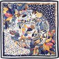 Julunar Silk Like Head Scarf for Women - Satin Large Hair Scarves - 35" Square Silk Hair Wrap for Sleeping with Gift Packed - color: B009-1 Color Painting Blue