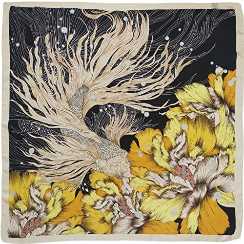 Julunar Silk Like Head Scarf for Women - Satin Large Hair Scarves - 35" Square Silk Hair Wrap for Sleeping with Gift Packed - color: A008-2 Goldfish Beige