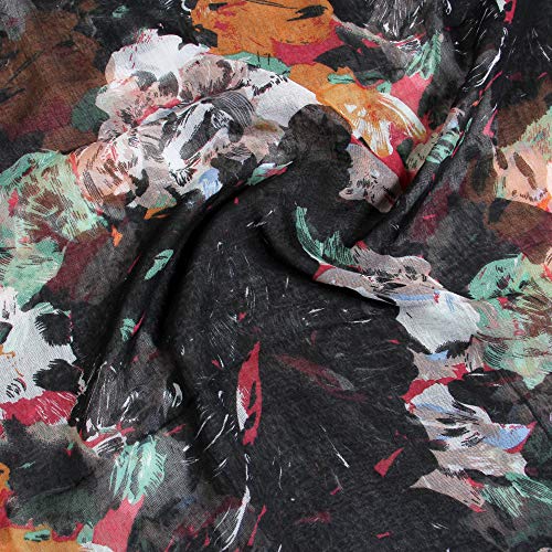 Scarfand's Romantic Rose Prints & Floral Patterns Lightweight Infinity Fashion Scarves Wraps - color: Brush Stroke Black