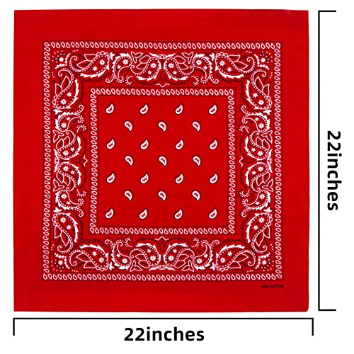 Cotton Bandanas for Men & Women Paisley Cowboy Bandana Handkerchiefs for Hair 22x22 - color: 3pcs Black/Red/Navy