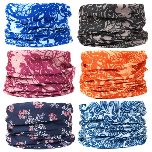 6-Pack Balaclava Face Mask for Men & Women - UV Protection Neck Gaiter, Multi-Use Cycling Mask & Breathable Headband - color: Blue
