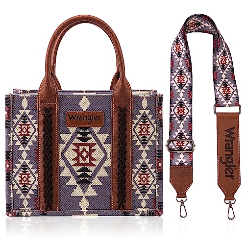 Wrangler Aztec Tote Bag for Women Boho Shoulder Purses and Handbags - color: Angel Diamond Lavender (Guitar Strap)