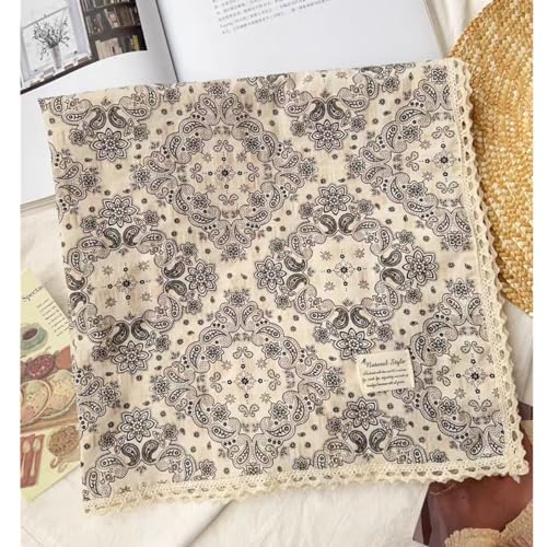 Soft Cotton Like Lace Bandana Headband, Head Wrap, Protective Coverage, Hair Neck Scarf for Women 24 x 24 inch - color: Cas001 - Paisley B