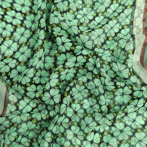 E-Clover Unique Fashion Women's Scarf Chiffon Sheer Scarves for Women Lightweight - color: Green Clover