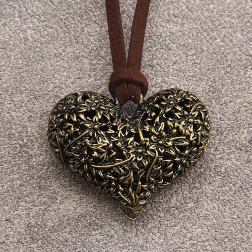 Bohemian Women's Leather Long Pendant Necklace Sweater necklace Adjustable Retro Woven Handmade Jewelry - color: Leather heart-shaped necklace