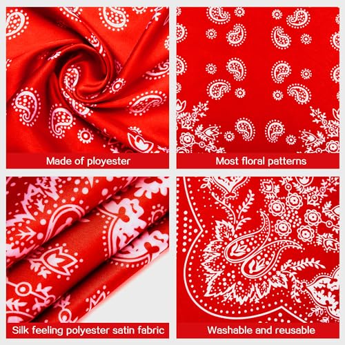 DOOBO Satin Head Scarf - 27.5 Inches Silk Bandana Hair Wrap Square Scarf for Women & Girls - color: Red