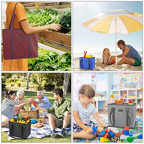 BALEINE 3Pk Reusable Grocery Bags, Foldable Shopping Bags for Groceries with Reinforced Bottom & Handles (Gray) - color: Gray, size: 3 Pack