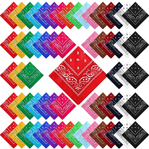 Handepo 150 Pcs Bandanas Bulk, Colorful Paisley Bandanas Unisex Head Wrap Scarf Cowboy Headband Handkerchief - color: Fresh Color