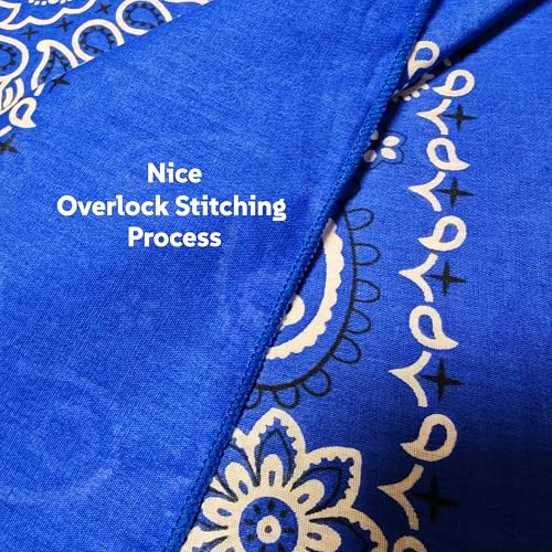Junvena 27 Inch Extra Large Bandana 100% Cotton,Soft Thin Breathable Headband for Men Women, Solid & Paisley - color: Blue 3 Pack