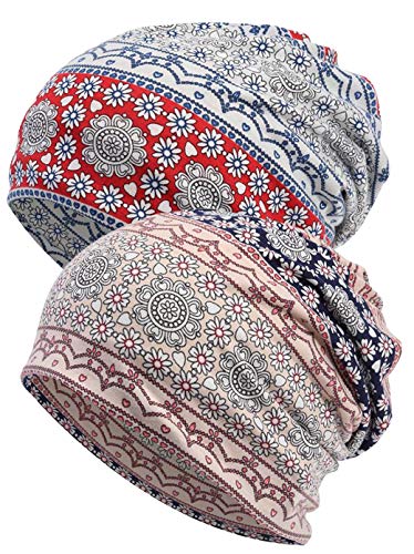 Women's Baggy Slouchy Beanie Chemo Hat Cap Scarf - color: 2 Pack-d