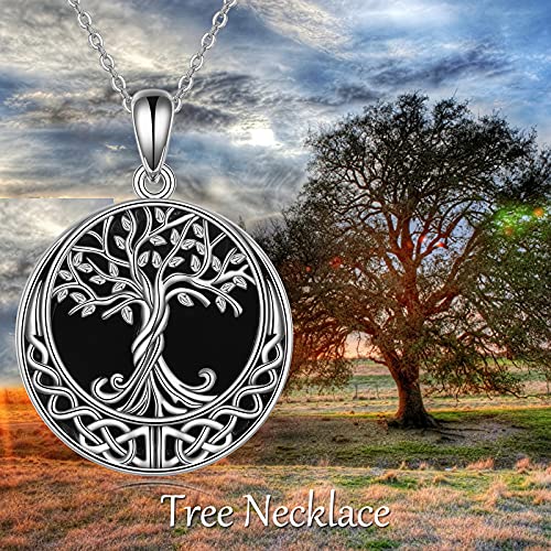 ONEFINITY Tree of Life Necklace 925 Sterling Silver Abalone Shell Celtic Knot Pendant Necklace for Women Jewelry - style: Black Onyx Tree
