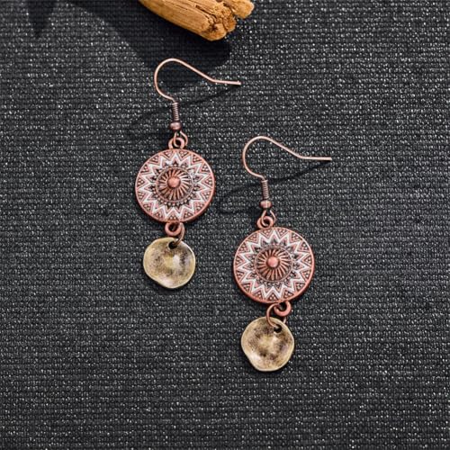 Handmade 70s 80s Retro Bohemian Teardrop Pearl Hollow Flower Wooden Leverback Dangle Drop Earrings Disc Round Bead Hook Earrings For Women