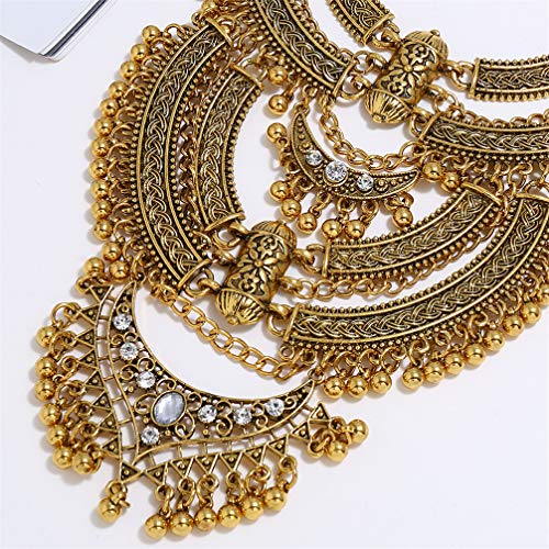 Vintage Multilayer Ethnic Tribal Statement Choker Necklace Bohemian Indian Turkish Jewelry for Women - color: Yellow-a