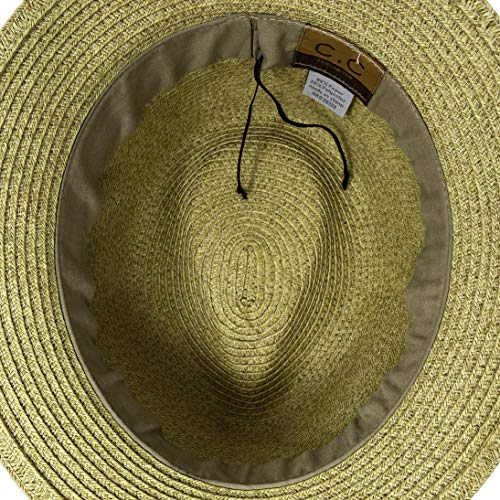 Funky Junque Straw Fedora Hats for Women - UPF 50+ Sun Hat, Short Brim Packable Beach Hat with Woven Pattern - color: 2 Pack - Black/Natural & Brown