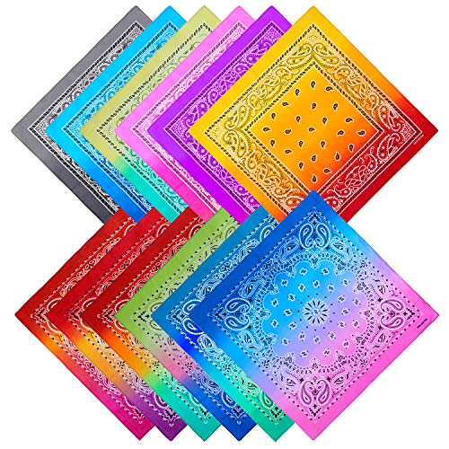 URATOT 12Pcs Paisley Cotton Bandana Printed Head Scarf Set | Rich color options classic paisley printed available for both adults and children with diverse usage scenarios - color: Mixed 12 Colors a