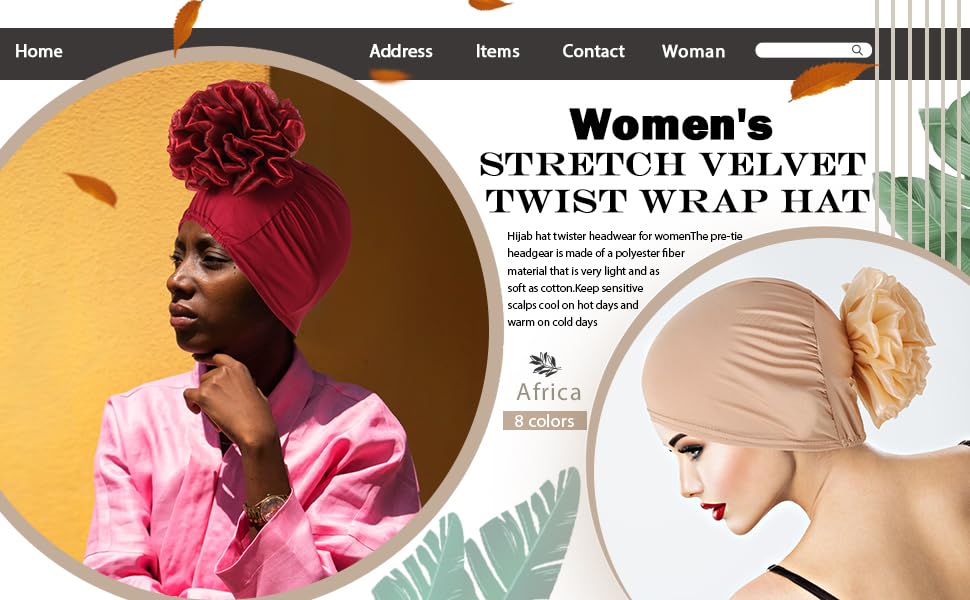 Women Big Flower Turban Hat Head wrap Headwear Cancer Chemo Beanie Cap Hair Loss Cover - color: Brown