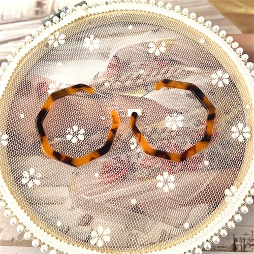 Boho Acrylic Hoop Earrings Bohemian Statement Colorful Acetate Lucite Tortoise Shell Resin Geometric Big Lightweight C Open Hoops Earrings for Women Prom Party Holiday Fashion Jewerly Gifts - color: Large leopard