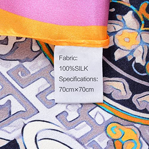 Stlvoll 100% Silk Head Scarf for Women - 27" Hair Scarves Satin Bandanas Square for Night Sleeping with Gift Packed - color: Blue/Red/White/Flower