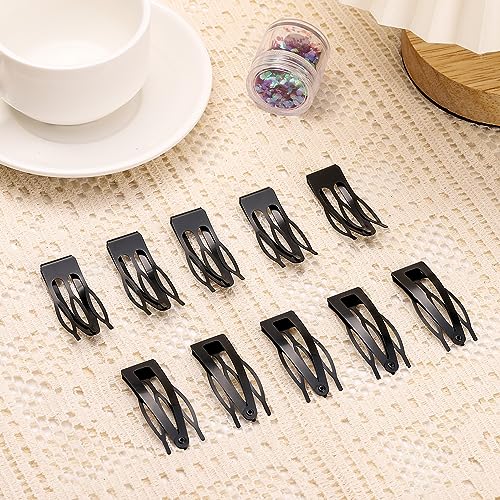 10 Pcs Double Grip Hair Clips, Sightor Metal Snap Hair Clips Hair Barrettes for Women Hair Making Salon Supplies Hair Accessories (Black) - color: Black